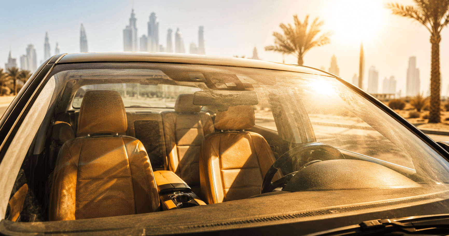 A parked car in UAE hot