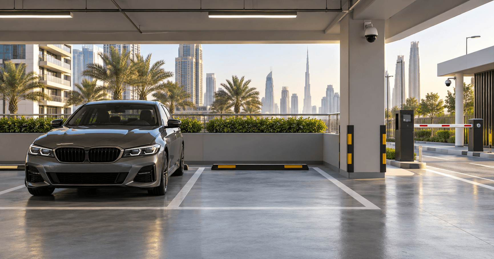 Car parked with buildings background