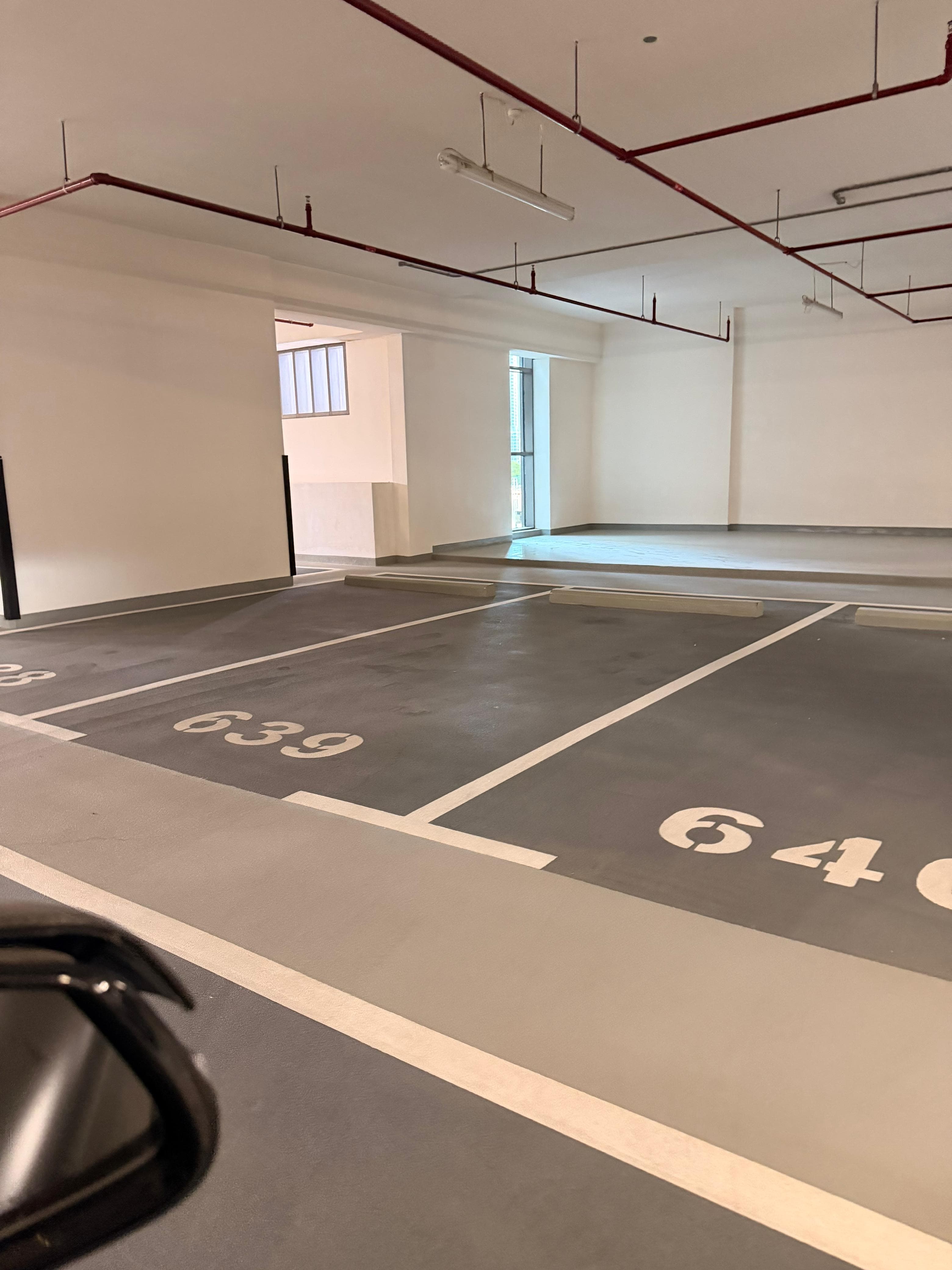 Covered parking space in downtown at boulevard