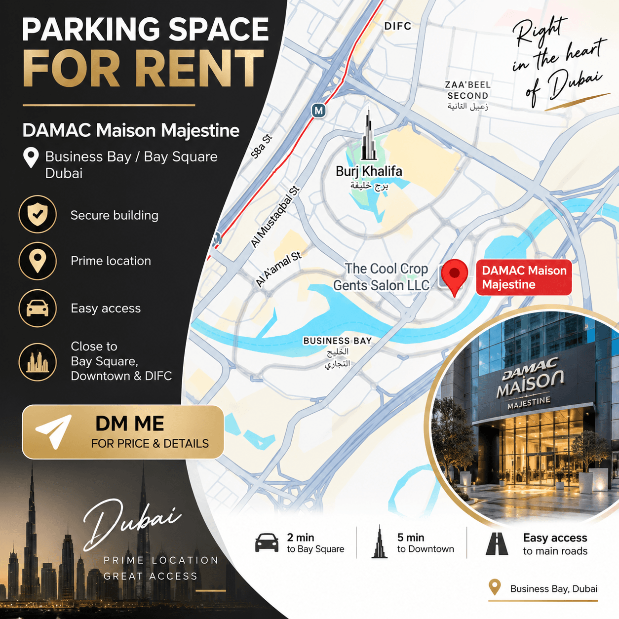 π PARKING SPACE FOR RENT β BUSINESS BAY π π Damac Maison Majestine